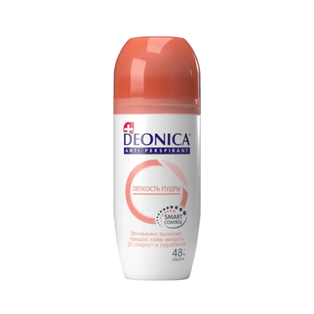 Deonica antiperspirant roll-on bottle on a white background