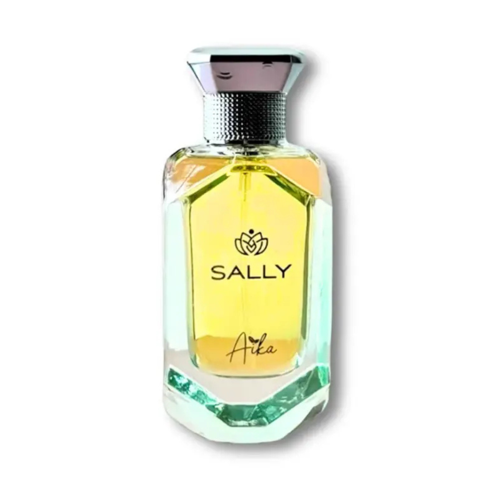 Perfume bottle labeled 'Sally' on a white background